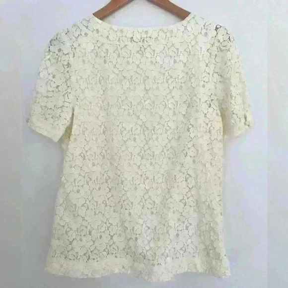 Apt. 9 Vintage Square Neck Short Sleeve Lace Blouse in Ivory Medium Cotton Blend - Picture 3 of 5